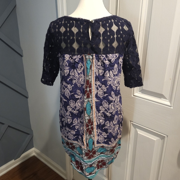 Anthropologie 3/4 length sleeve blouse in blue - Picture 3 of 9